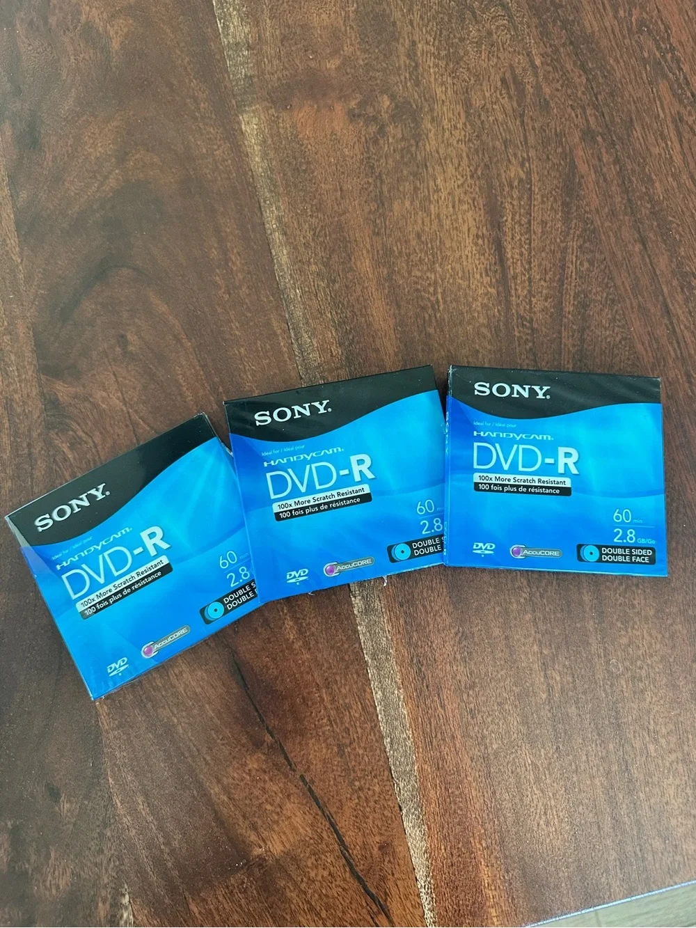 NWT Sealed Lot of 3 Sony Handycam DVD-R discs 60 min capacity